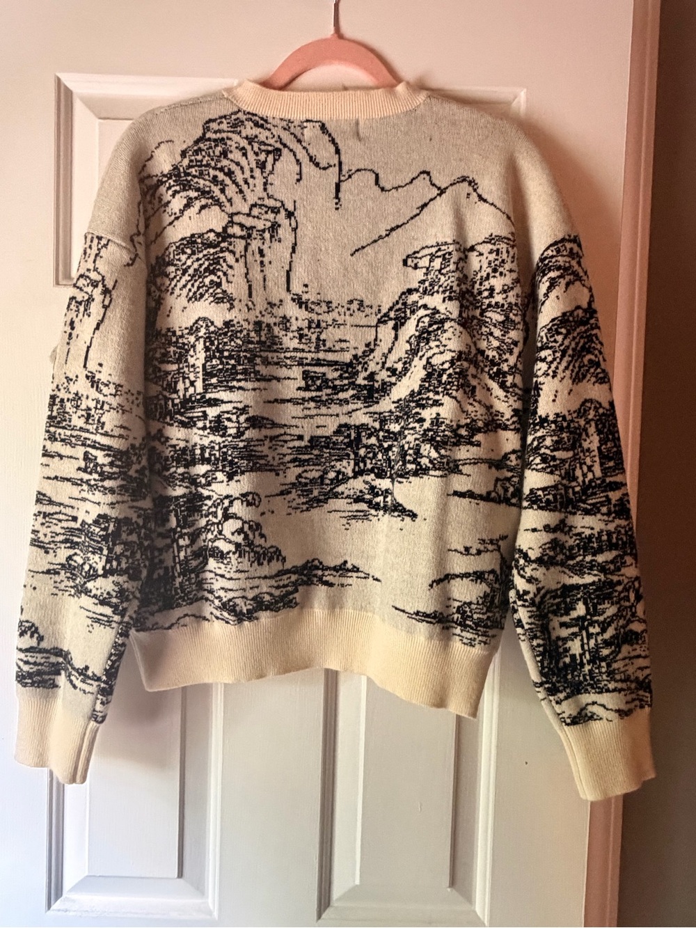 Cider Cream & Black Scenic Crewneck Sweater for Women - Picture 4 of 4